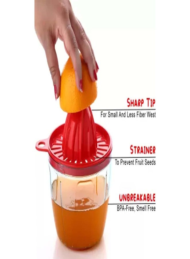 Ervio Manual Citrus Juicer with Container - Hand Press Juicer for Orange, Lemon & Lime | Portable Plastic Juice Squeezer | BPA-Free & Easy to Clean | Travel-Friendly & Compact Kitchen Tool - Image 2